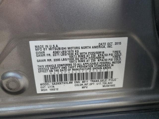 2015 MITSUBISHI OUTLANDER 4A4AP4AU5FE054973