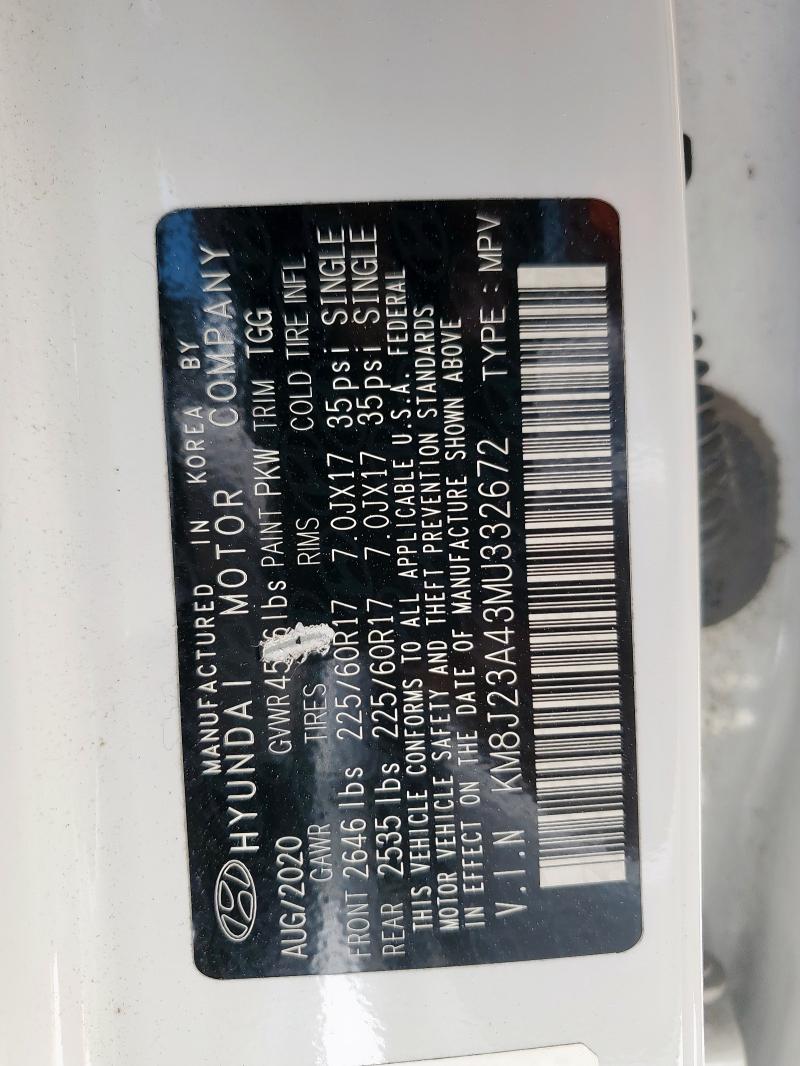 2021 HYUNDAI TUCSON SE - KM8J23A43MU332672