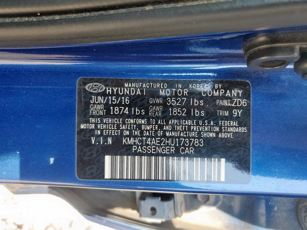 2017 HYUNDAI ACCENT SE KMHCT4AE2HU173783