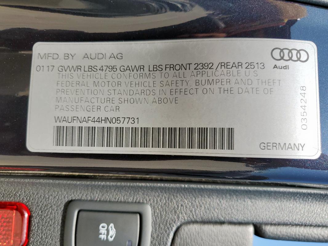 2017 AUDI A4 PRESTIG WAUFNAF44HN057731