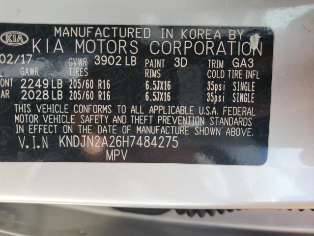 2017 KIA SOUL KNDJN2A26H7484275