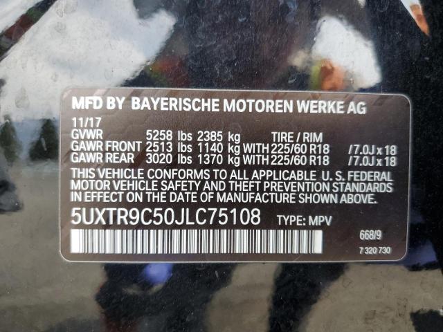 2018 BMW X3 XDRIVE3 5UXTR9C50JLC75108