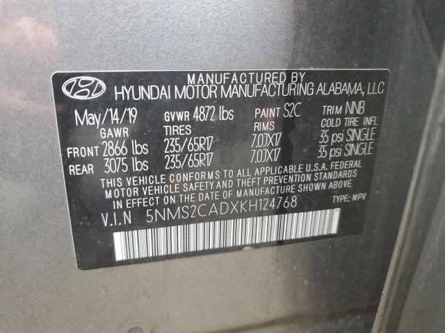 2019 HYUNDAI SANTA FE SE 5NMS2CADXKH124768