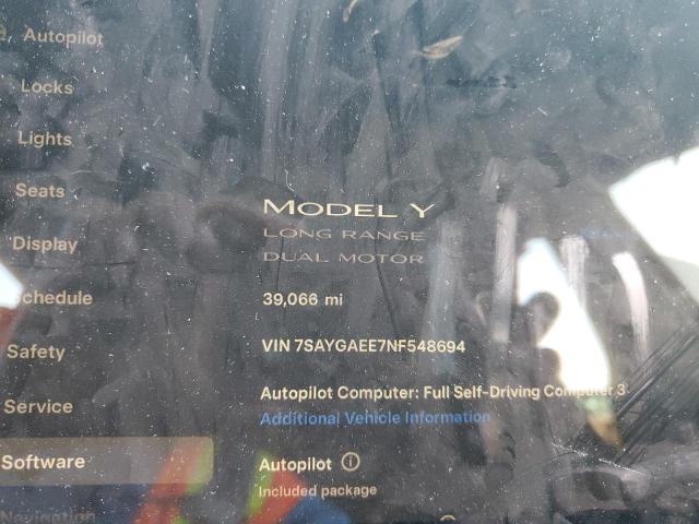 2022 TESLA MODEL Y 7SAYGAEE7NF548694