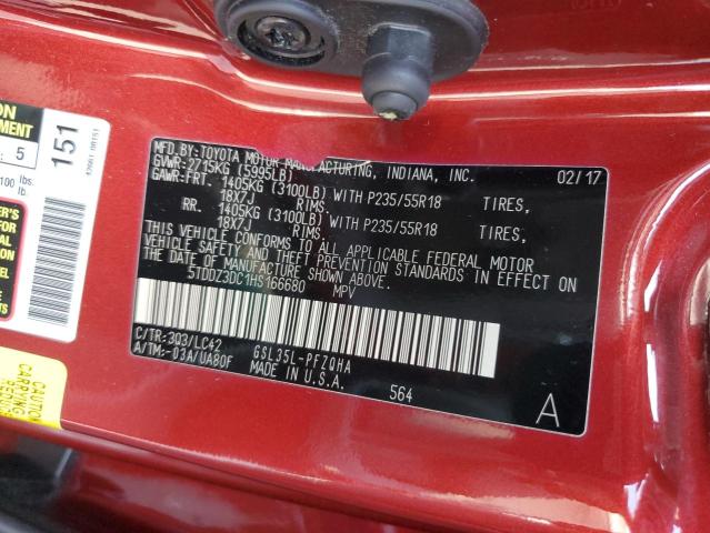 2017 TOYOTA SIENNA XLE 5TDDZ3DC1HS166680
