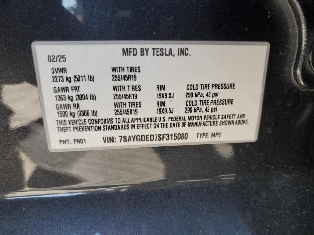 2025 TESLA MODEL Y 7SAYGDED7SF315080