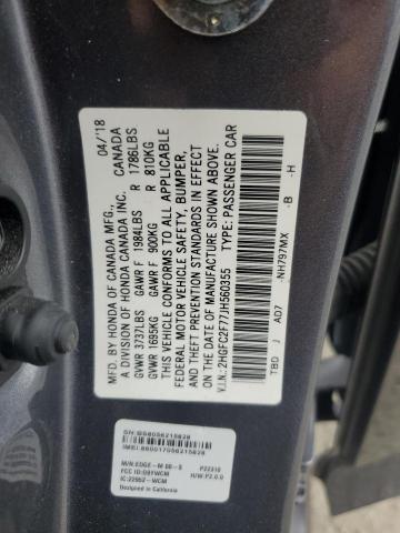 2018 HONDA CIVIC EX 2HGFC2F77JH560355