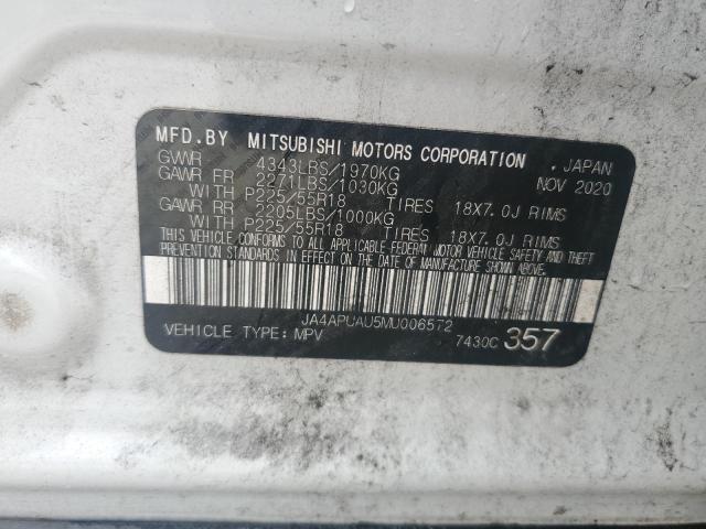 2021 MITSUBISHI OUTLANDER JA4APUAU5MU006572