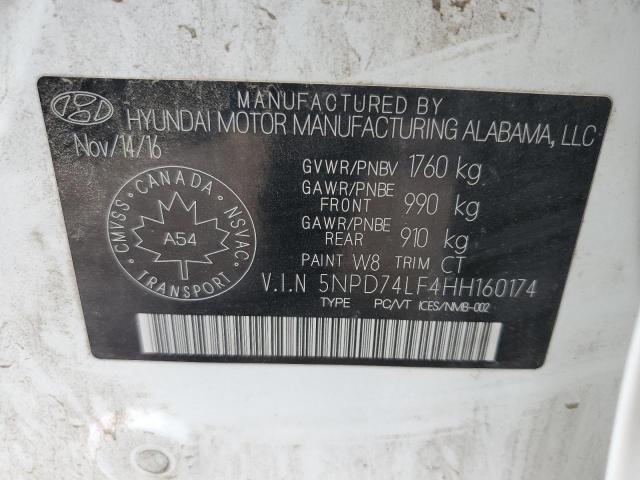 2017 HYUNDAI ELANTRA SE 5NPD74LF4HH160174