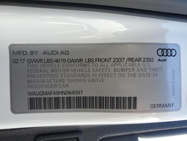 2017 AUDI A4 ULTRA P WAUGMAF49HN064097
