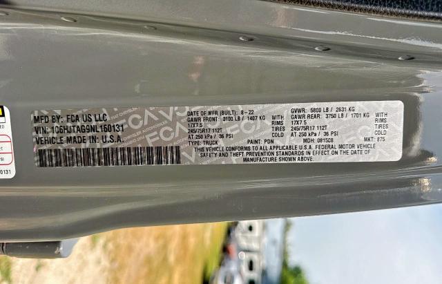 2022 JEEP GLADIATOR - 1C6HJTAG9NL160131