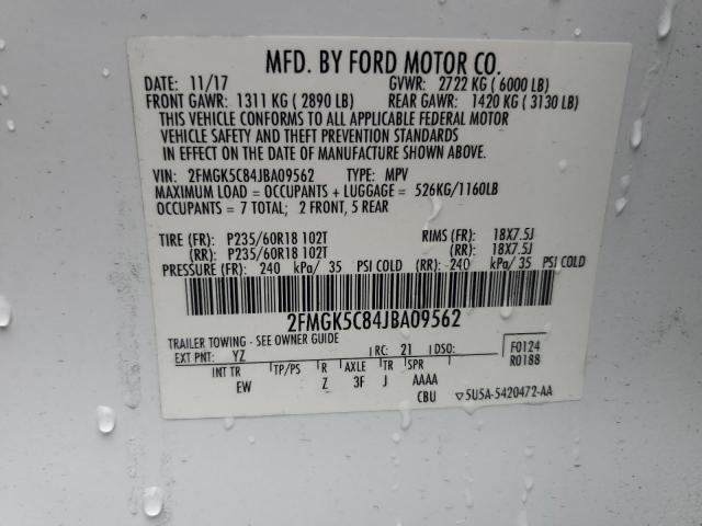2018 FORD FLEX SEL 2FMGK5C84JBA09562