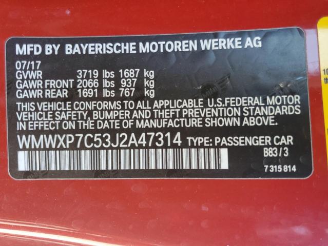 2018 MINI COOPER S WMWXP7C53J2A47314
