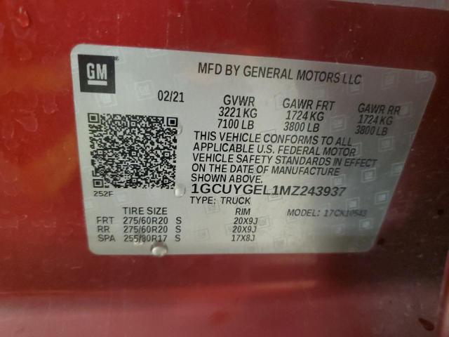 2021 CHEVROLET SILVERADO K1500 LTZ - 1GCUYGEL1MZ243937