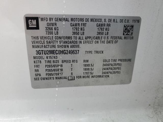 2017 GMC SIERRA K15 3GTU2MEC0HG249637
