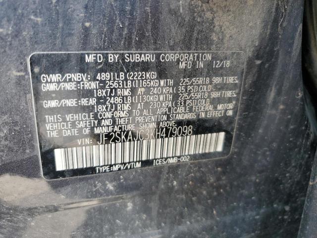 2019 SUBARU FORESTER SPORT JF2SKAJC3KH479098