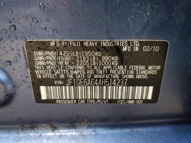 2010 SUBARU IMPREZA 2. - JF1GE6A64AH514237