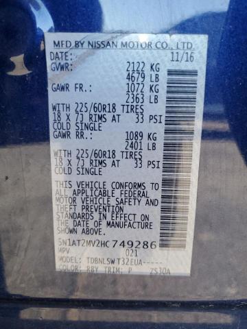 2017 NISSAN ROGUE SV 5N1AT2MV2HC749286