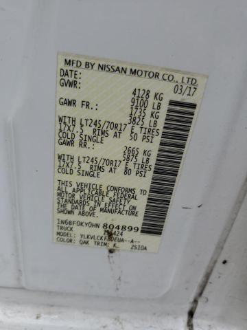 2017 NISSAN NV 1500 S 1N6BF0KY0HN804899