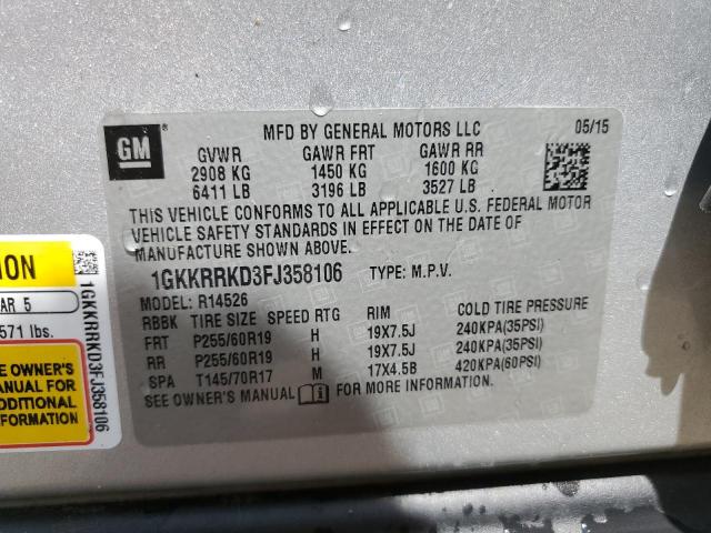 2015 GMC ACADIA SLT 1GKKRRKD3FJ358106