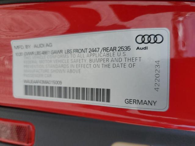 2021 AUDI A4 PREMIUM PLUS 45 WAUEAAF43MA015009