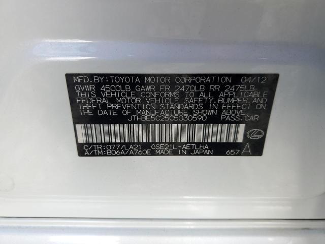 2012 LEXUS IS 350 - JTHBE5C25C5030590