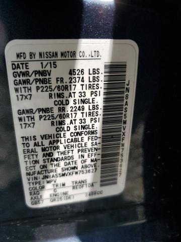 2015 NISSAN ROGUE SELE JN8AS5MVXFW753627