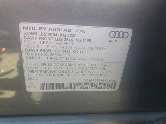 2016 AUDI Q3 PRESTIG WA1GFCFS3GR020282