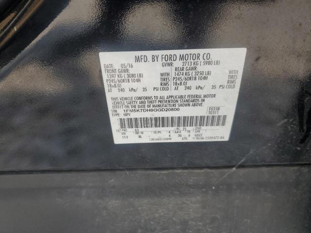 2016 FORD EXPLORER X 1FM5K7DH0GGD20800