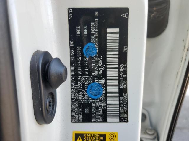 2016 TOYOTA HIGHLANDER XLE 5TDKKRFH3GS127966