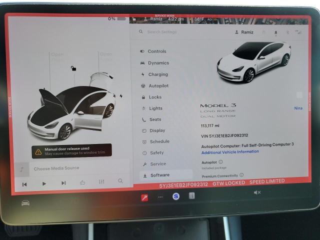 2018 TESLA MODEL 3 5YJ3E1EB2JF092312
