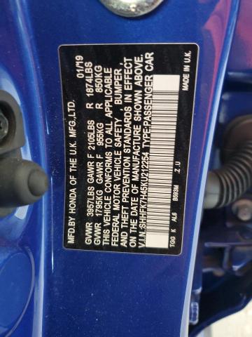 2019 HONDA CIVIC SPOR SHHFK7H45KU212254