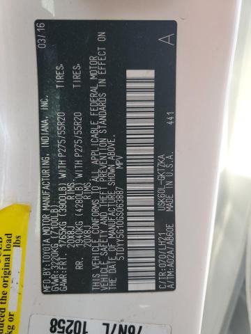 2016 TOYOTA SEQUOIA PLATINUM 5TDYY5G10GS063887