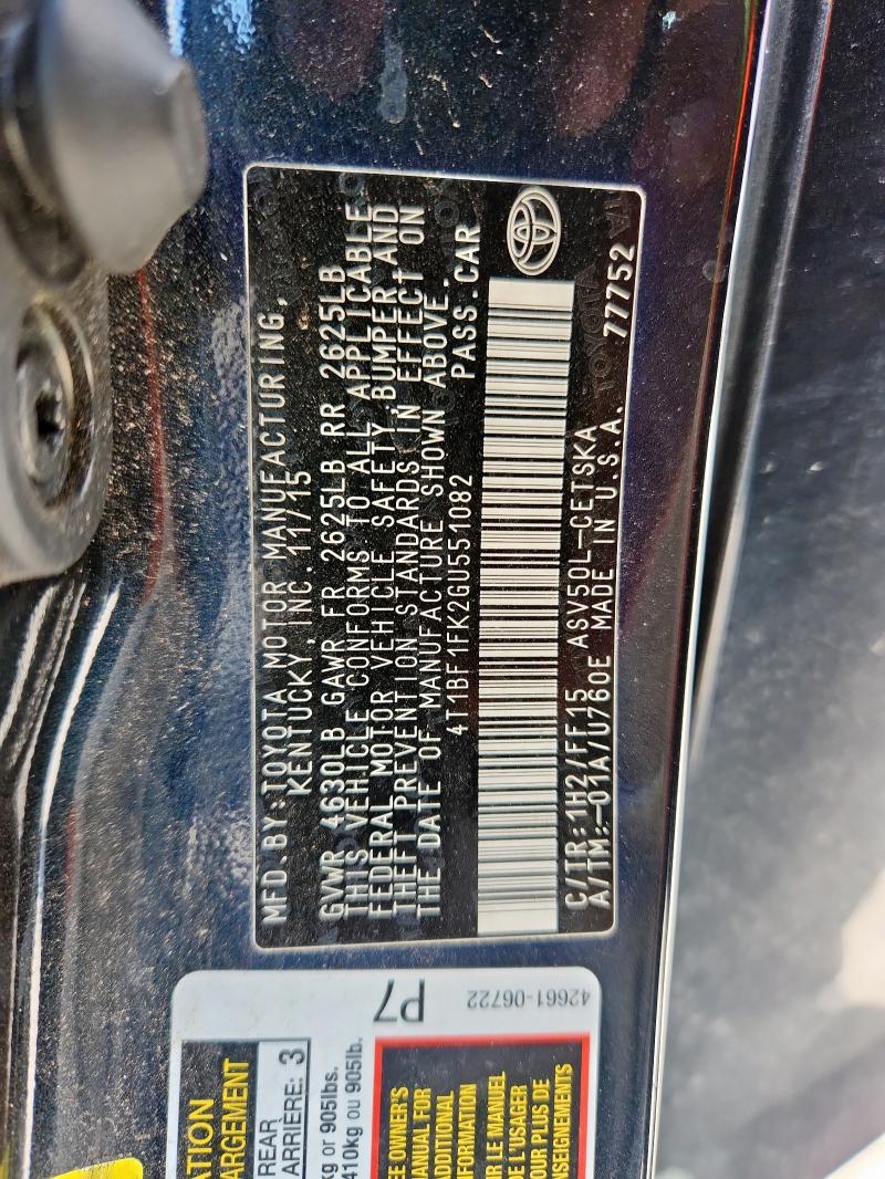 2016 TOYOTA CAMRY LE 4T1BF1FK2GU551082
