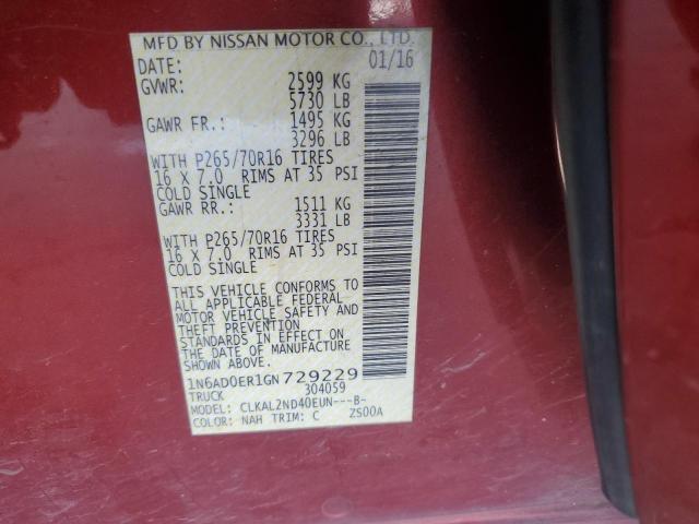 2016 NISSAN FRONTIER S - 1N6AD0ER1GN729229