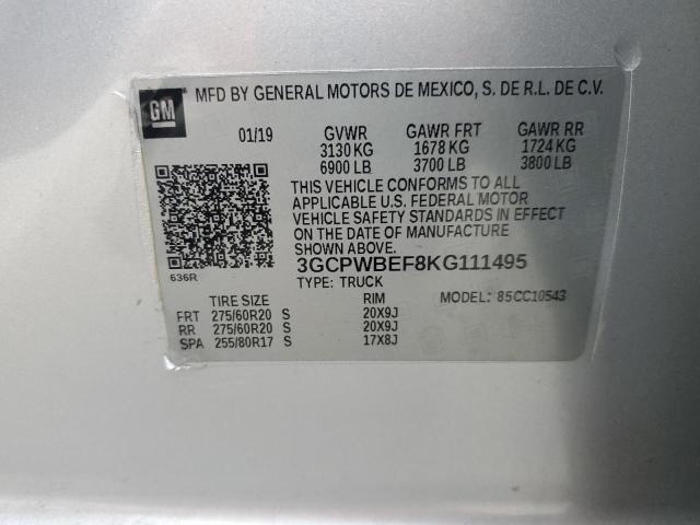 2019 CHEVROLET SILVERADO C1500 CUSTOM 3GCPWBEF8KG111495