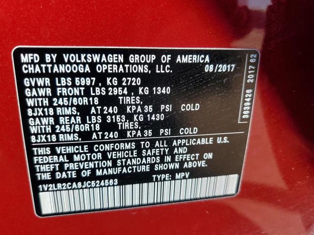 2018 VOLKSWAGEN ATLAS SE 1V2LR2CA8JC524563