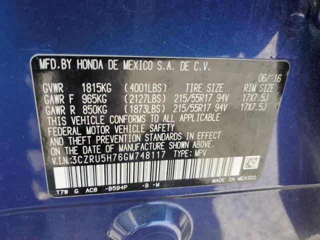 2016 HONDA HR-V EXL 3CZRU5H76GM748117