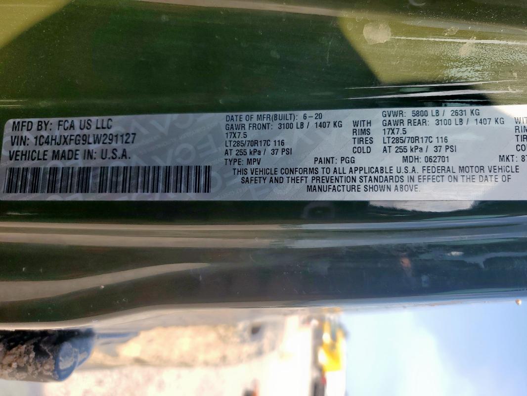 2020 JEEP WRANGLER U - 1C4HJXFG9LW291127