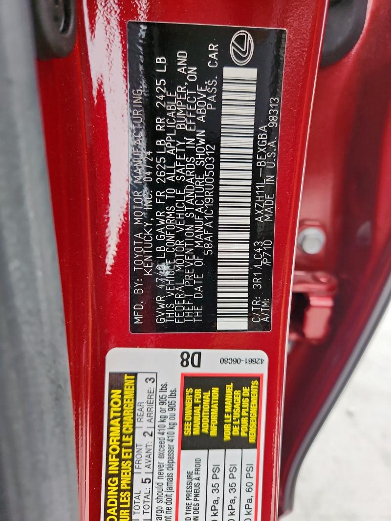 2024 LEXUS ES 300H BA 58AFA1C19RU050312