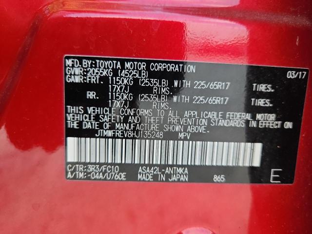 2017 TOYOTA RAV4 XLE JTMWFREV8HJ135248