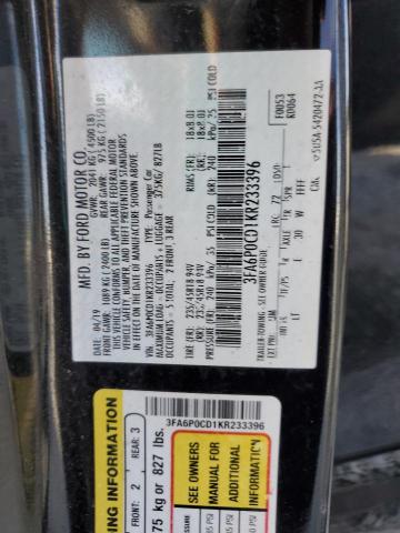 2019 FORD FUSION SEL - 3FA6P0CD1KR233396
