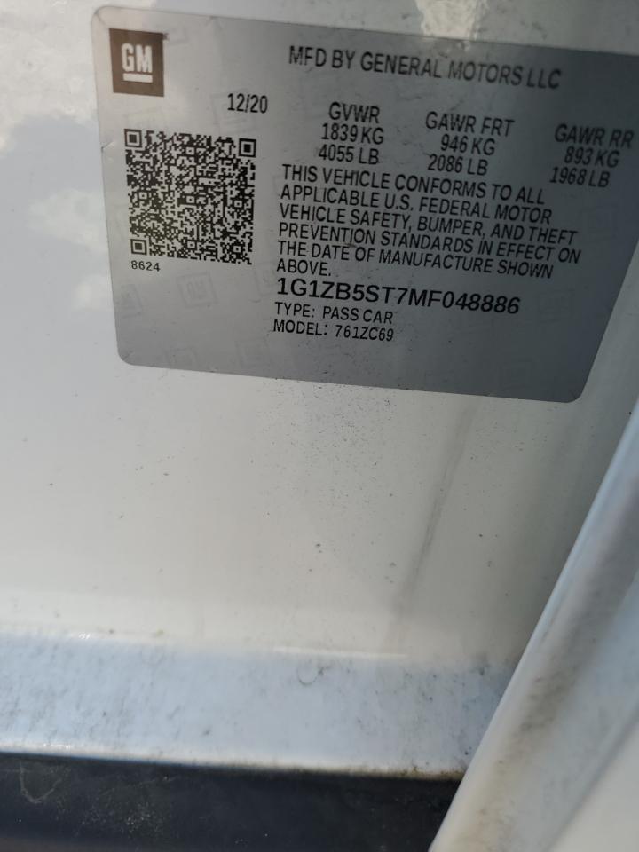 Lot #3302719025 2021 CHEVROLET MALIBU LS