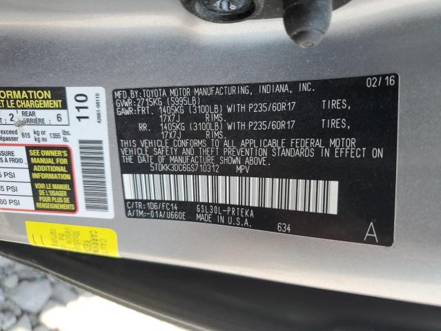 2016 TOYOTA SIENNA LE 5TDKK3DC6GS710312