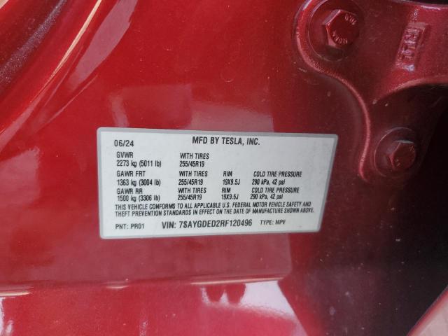 2024 TESLA MODEL Y 7SAYGDED2RF120496