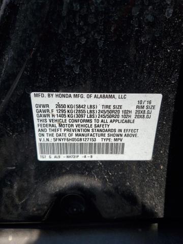 2016 HONDA PILOT ELIT 5FNYF6H05GB127153