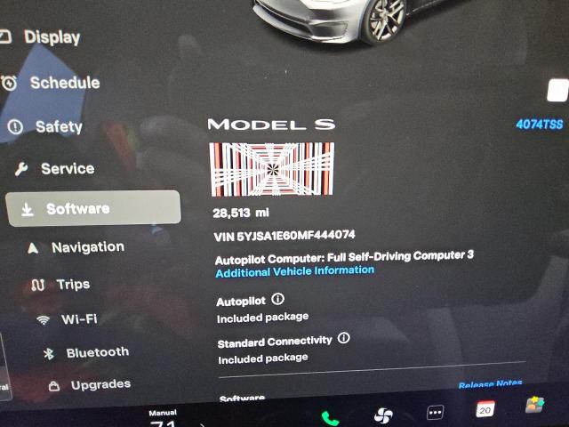 2021 TESLA MODEL S 5YJSA1E60MF444074