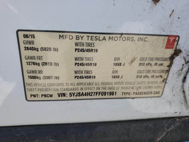 2015 TESLA MODEL S 85 5YJSA4H27FF091961