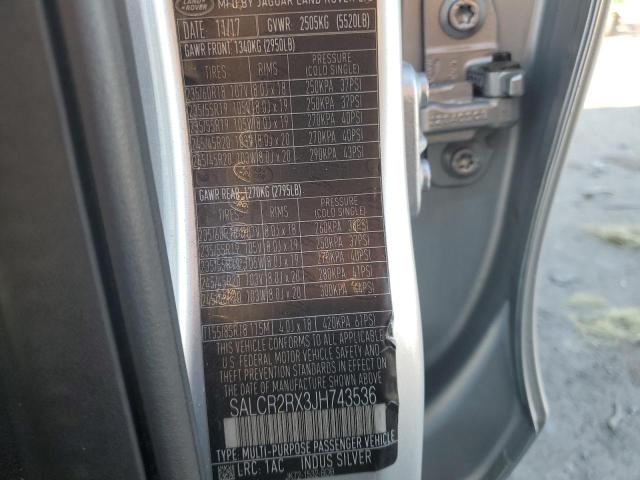 2018 LAND ROVER DISCOVERY SALCR2RX3JH743536