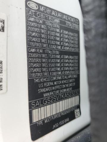 2019 LAND ROVER RANGE ROVE - SALGS2SV7KA523230
